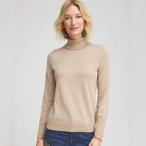 Chico's Classic Beige Turtleneck Sweater